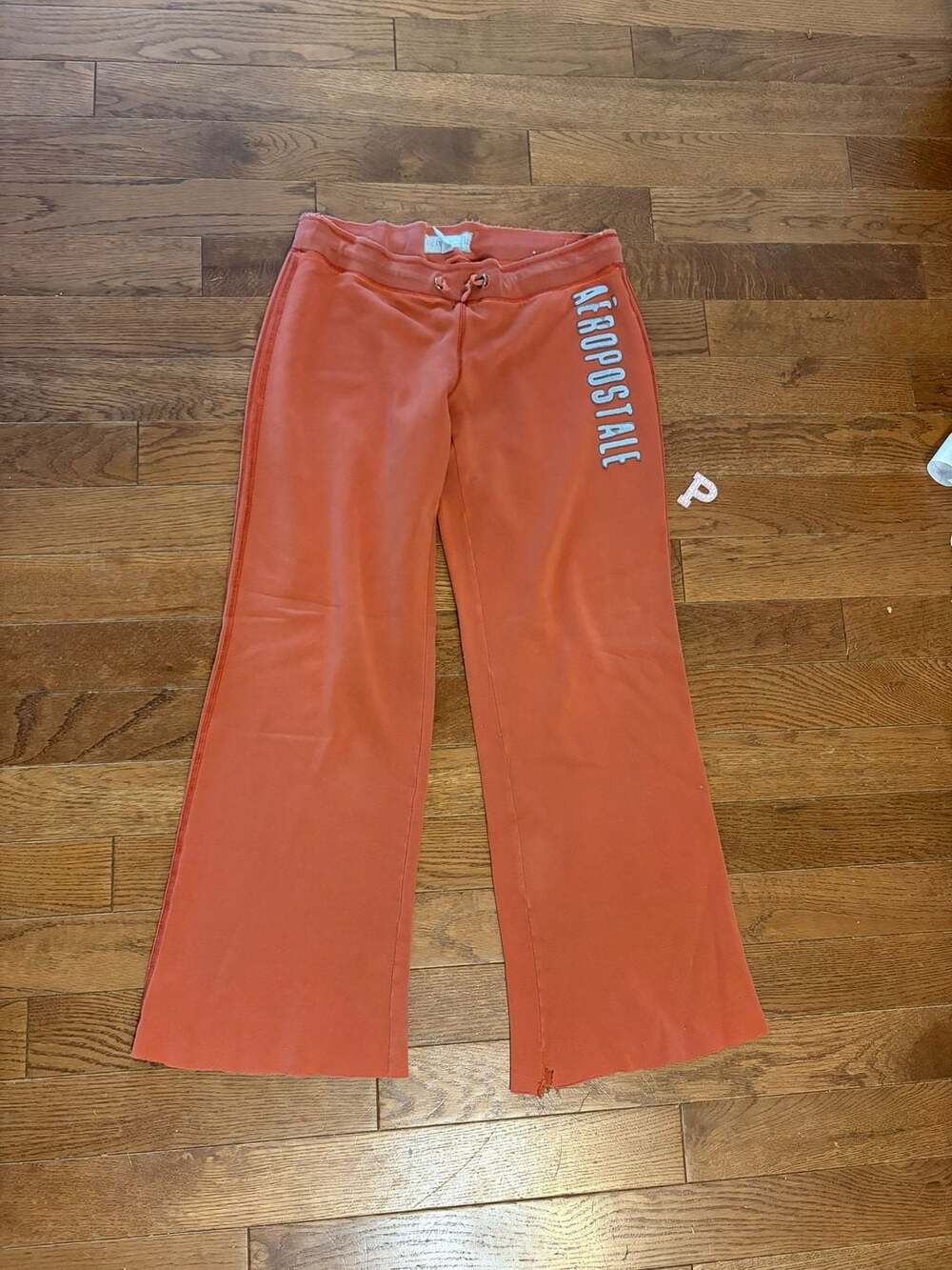 Aeropostale Sweatpants Size L Orange Logo Y2K Flare Lounge Pants